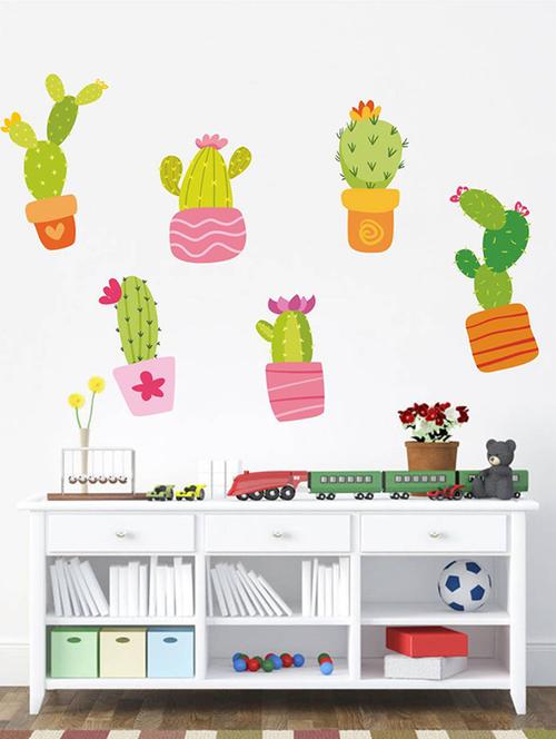 rawpockets wall decals ' cactus story ' wall stickers (pvc vinyl) multicolour - 15733904 - Very Small Image - 1