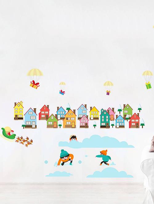 rawpockets wall decals ' winter story - kid's room ' wall stickers (pvc vinyl) multicolour - 15733951 - Very Small Image - 1