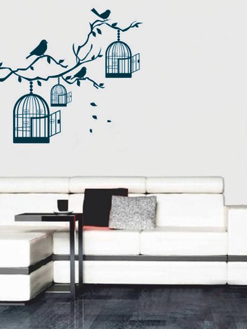 rawpockets wall decals ' multiple bird cage ' wall stickers (pvc vinyl) multicolour - 15733955 - Very Small Image - 1