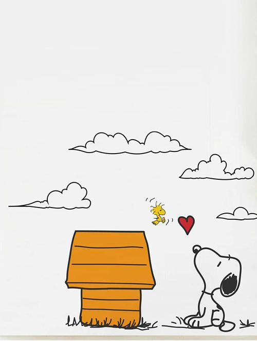 rawpockets wall decals ' snoopy dog love - kid's room ' wall stickers (pvc vinyl) multicolour - 15734047 - Very Small Image - 1