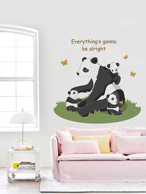 rawpockets wall decals ' " everything gonna be alright " quote and panda bear ' wall stickers (pvc vinyl) multicolour - 15734077 - Very Small Image - 1