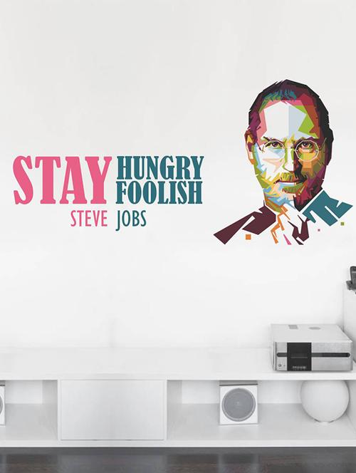 rawpockets wall decals ' steve jobs - stay hungry stay foolish ' wall stickers (pvc vinyl) multicolour - 15734089 - Very Small Image - 1