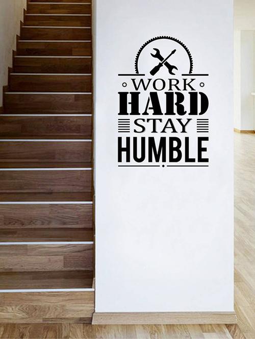 rawpockets wall decals ' "work hard stay humble" motivational quote ' wall stickers (pvc vinyl) multicolour - 15734114 - Very Small Image - 1