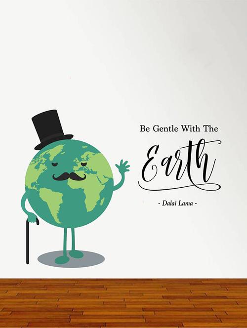 rawpockets wall decals ' be gentle with earth ' wall stickers (pvc vinyl) multicolour - 15734195 - Very Small Image - 1