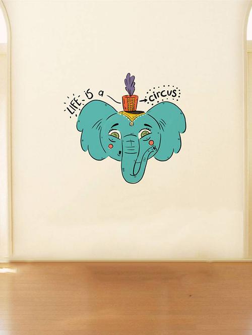 rawpockets wall decals ' life is a circus ' quote and elephant ' wall stickers (pvc vinyl) multicolour - 15734197 - Very Small Image - 1