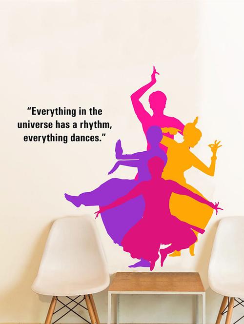 rawpockets wall decals ' indian classic dance bharathanatyam ' wall stickers (pvc vinyl) multicolour - 15734246 - Very Small Image - 1