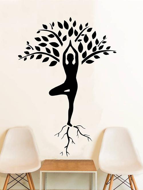 rawpockets wall decals ' tree yoga ' wall stickers (pvc vinyl) multicolour - 15734254 - Very Small Image - 1