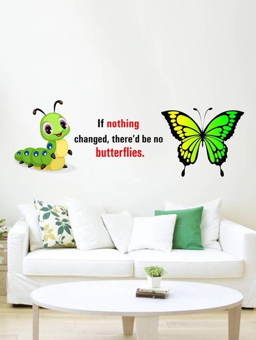 rawpockets wall decals ' butterfly change motivation quotes ' wall stickers (pvc vinyl) multicolour - 15734264 - Very Small Image - 1
