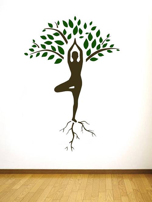 rawpockets wall decals ' meditation tree ' wall stickers (pvc vinyl) multicolour - 15734274 - Very Small Image - 1