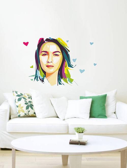 rawpockets wall decals ' alia bhatt actress ' wall stickers (pvc vinyl) multicolour - 15734277 - Very Small Image - 1