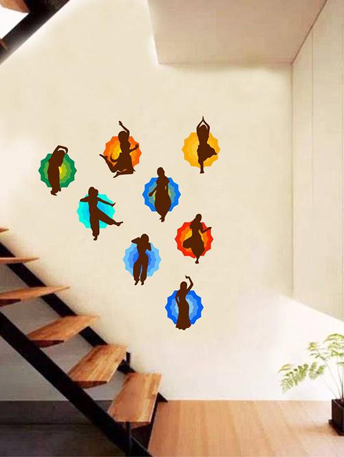 rawpockets wall decals ' bharatha natiyam dance ' wall stickers (pvc vinyl) multicolour - 15734294 - Very Small Image - 1