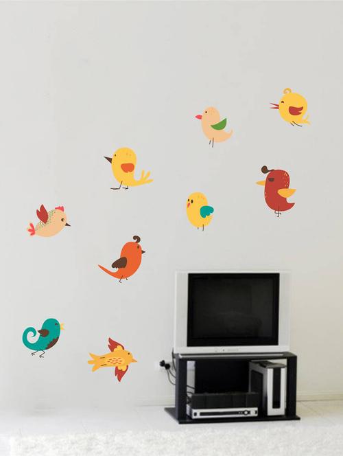 rawpockets wall decals ' birds ' wall stickers (pvc vinyl) multicolour - 15734313 - Very Small Image - 1