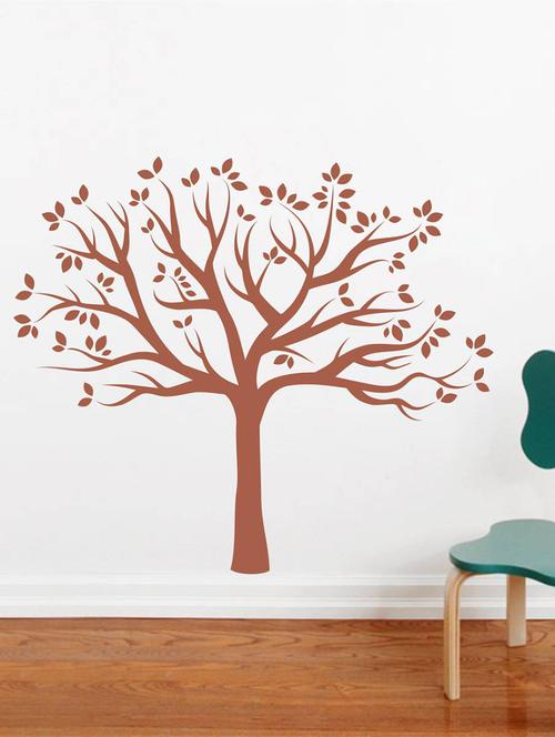 rawpockets wall decals ' tree with leaf silhouettes ' wall stickers (pvc vinyl) multicolour - 15734343 - Very Small Image - 1