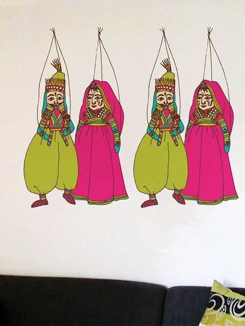 rawpockets wall decals ' puppet dance couple dolls ' wall stickers (pvc vinyl) multicolour - 15734359 - Very Small Image - 1