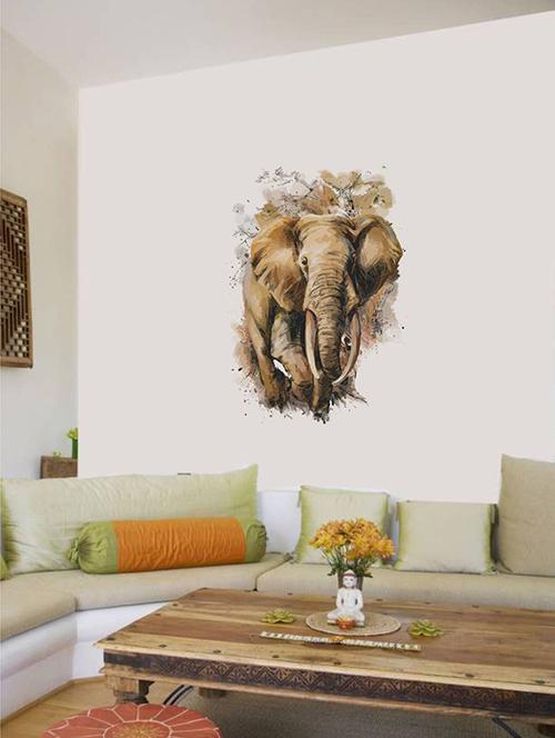 rawpockets wall decals ' african elephant ' wall stickers (pvc vinyl) multicolour - 15734381 - Very Small Image - 1