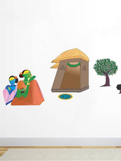 rawpockets wall decals ' chitramayee ' wall stickers (pvc vinyl) multicolour - 15734387 - Very Small Image - 1