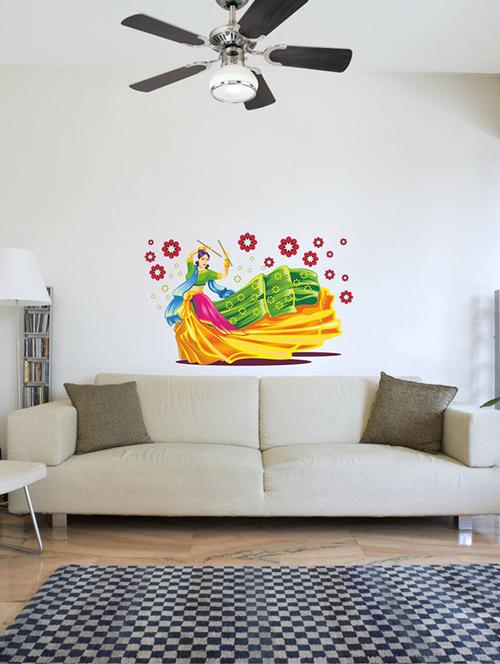 rawpockets wall decals ' dandiya dancing girl ' wall stickers (pvc vinyl) multicolour - 15734389 - Very Small Image - 1