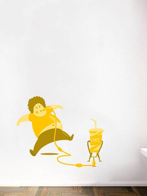 rawpockets wall decals ' faty man and coke ' wall stickers (pvc vinyl) multicolour - 15734424 - Very Small Image - 1