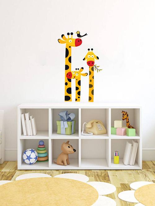 rawpockets wall decals ' giraffe family ' wall stickers (pvc vinyl) multicolour - 15734452 - Very Small Image - 1