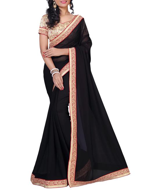 floral lace border saree with blouse - 15734522 - Very Small Image - 1