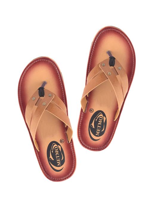 tan leather toe separator slippers - 15734612 - Very Small Image - 1
