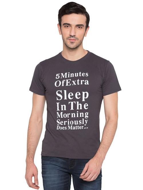 grey cotton chest print t-shirt - 15735262 - Very Small Image - 1