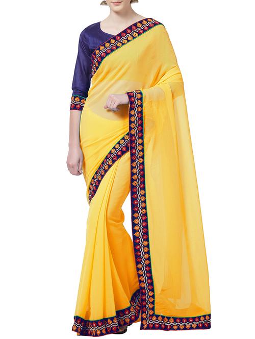 embroidered lace border saree with blouse - 15735287 - Very Small Image - 1