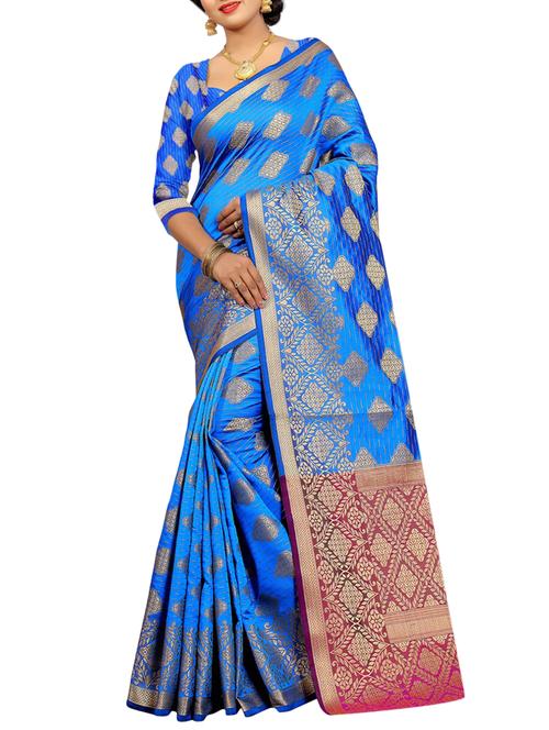 geometrical zari motif banarasi saree with blouse - 15736492 - Very Small Image - 1