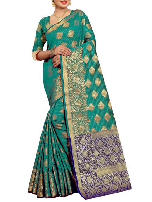 geometrical zari motif banarasi saree with blouse - 15736493 - Very Small Image - 1