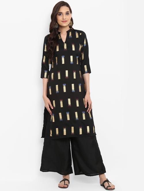 foil print straight kurta - 15737003 - Very Small Image - 1