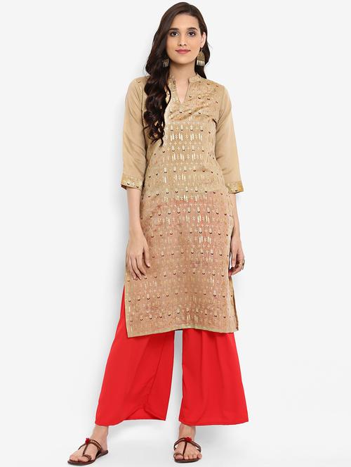 foil print straight kurta - 15737007 - Very Small Image - 1