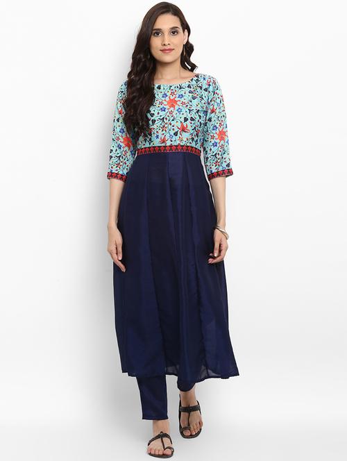 anarkali printed yoke kurta - 15737021 - Very Small Image - 1