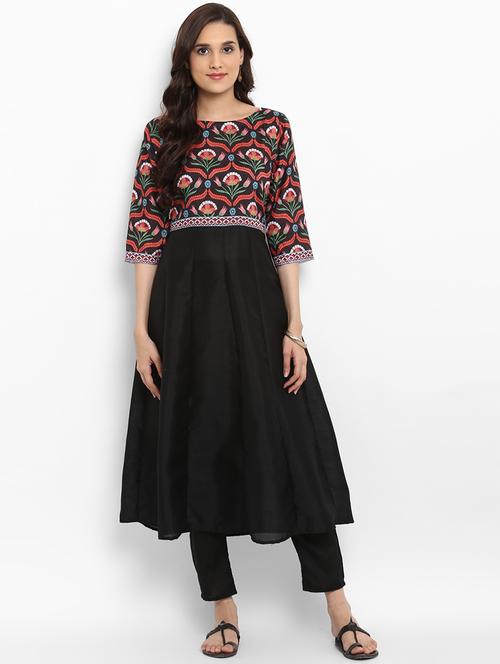 anarkali printed yoke kurta - 15737022 - Very Small Image - 1