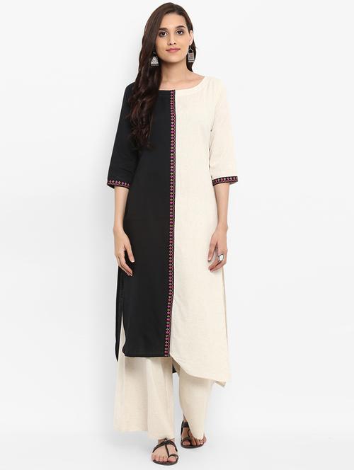 color block straight kurta - 15737030 - Very Small Image - 1