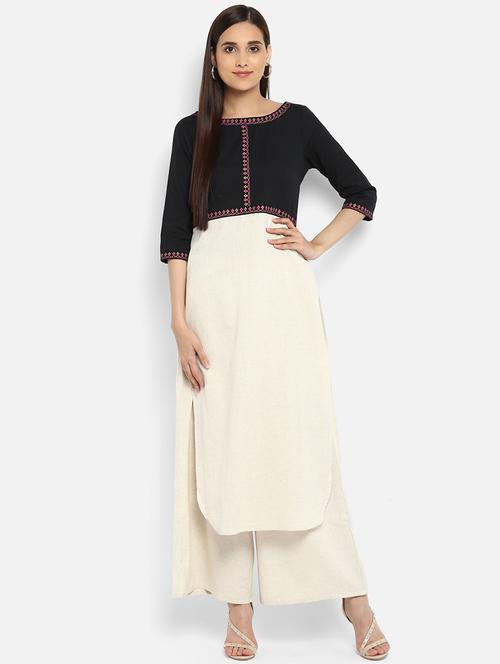 color block straight kurta - 15737032 - Very Small Image - 1