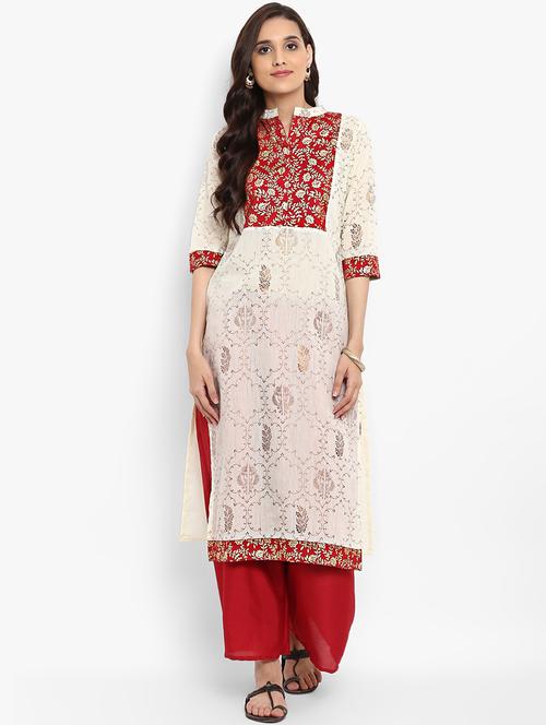 foil print straight kurta - 15737039 - Very Small Image - 1
