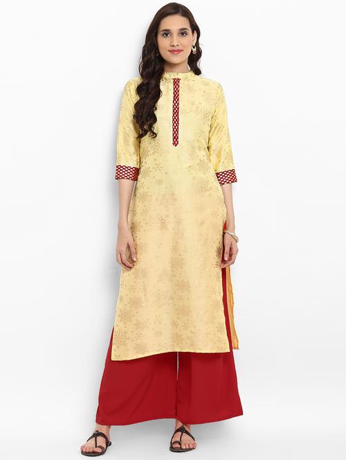 foil print straight kurta - 15737045 - Very Small Image - 1