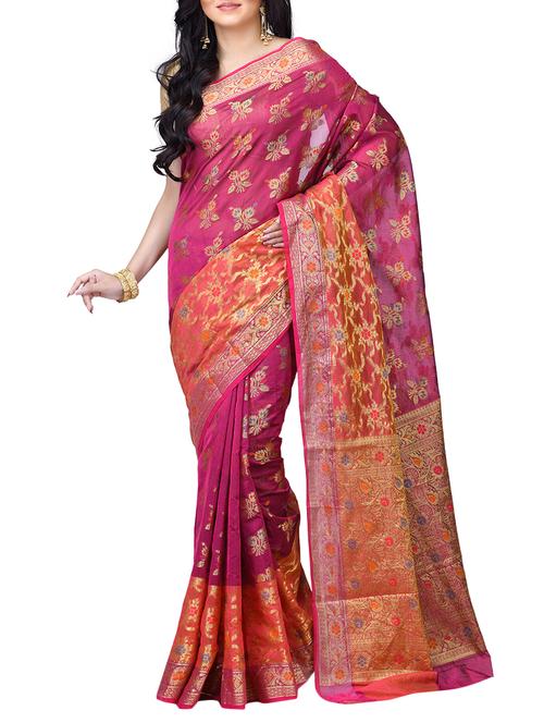 floral chanderi banarasi saree - 15737554 - Very Small Image - 1