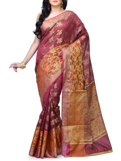 floral chanderi banarasi saree - 15737561 - Very Small Image - 1