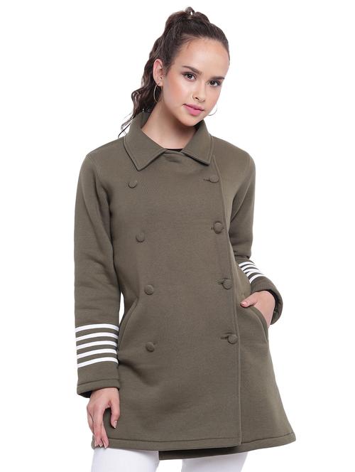 striped sleeved double breasted overcoat - 15737570 - Very Small Image - 1