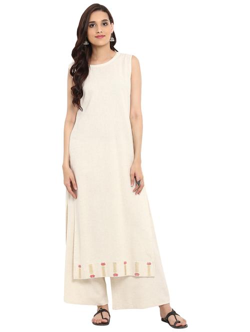 foil printed kurta palazzo with shrug set - 15737598 - Very Small Image - 1