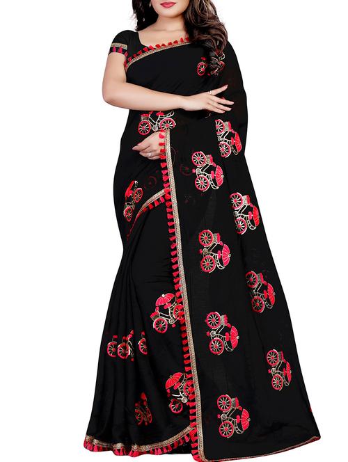 tassels border conversational embroidered saree - 15737639 - Very Small Image - 1