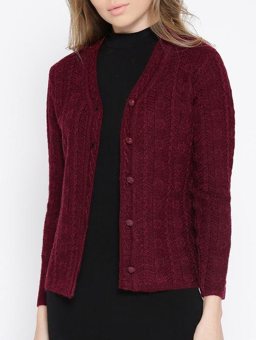 v-neck woolen cardigan - 15737776 - Very Small Image - 1