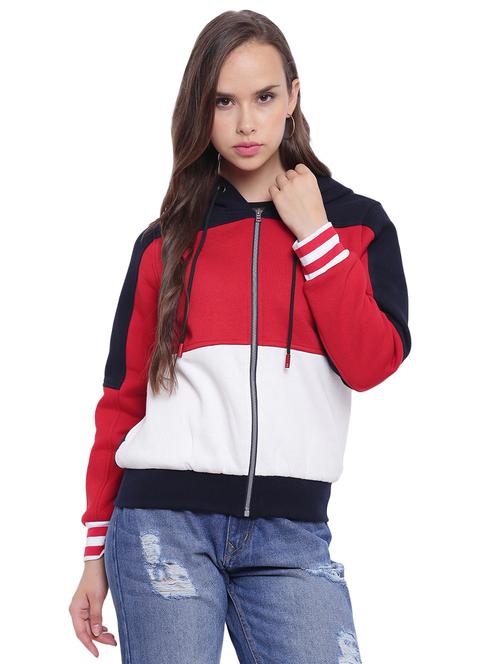 long sleeved color block hooded jacket - 15737934 - Very Small Image - 1