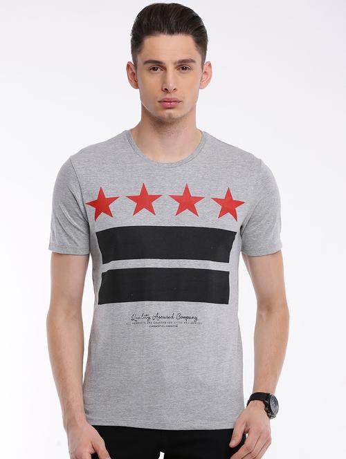 grey chest print t-shirt - 15738451 - Very Small Image - 1