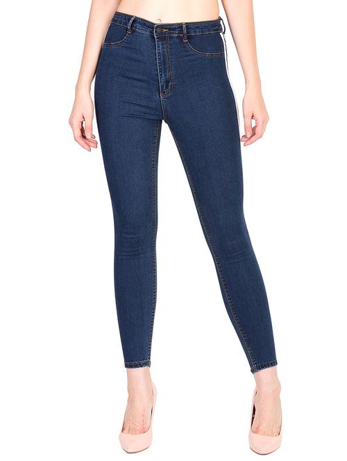 high waist side taping skinny jeans - 15738548 - Very Small Image - 1