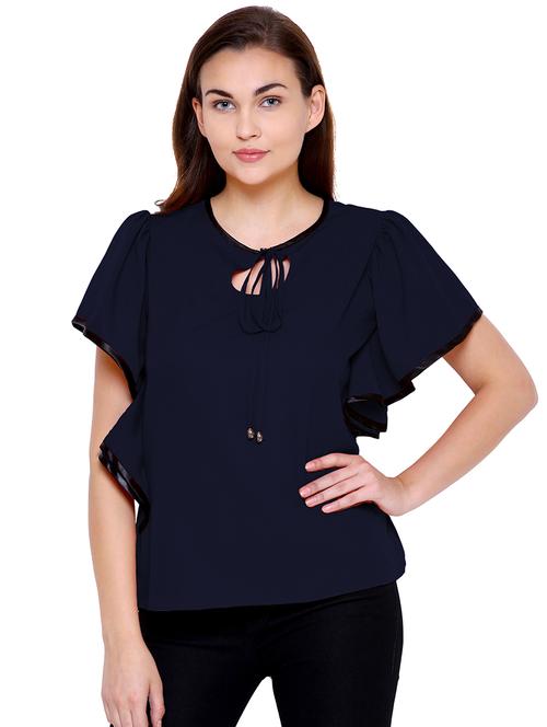 tie up neck ruffled sleeve top - 15738649 - Very Small Image - 1
