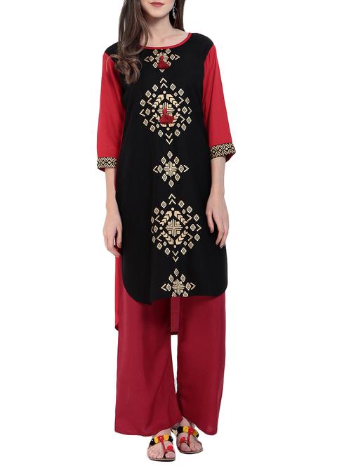 embroidered high-low kurta - 15738696 - Very Small Image - 1