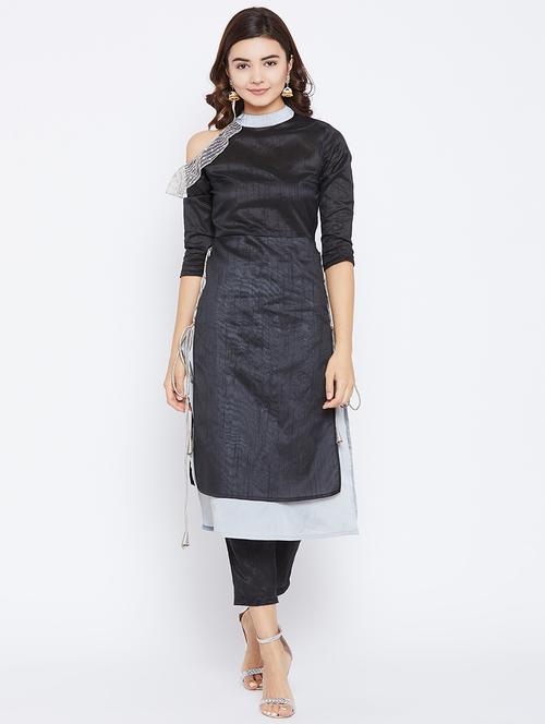 one shoulder down layered kurta - 15738763 - Very Small Image - 1