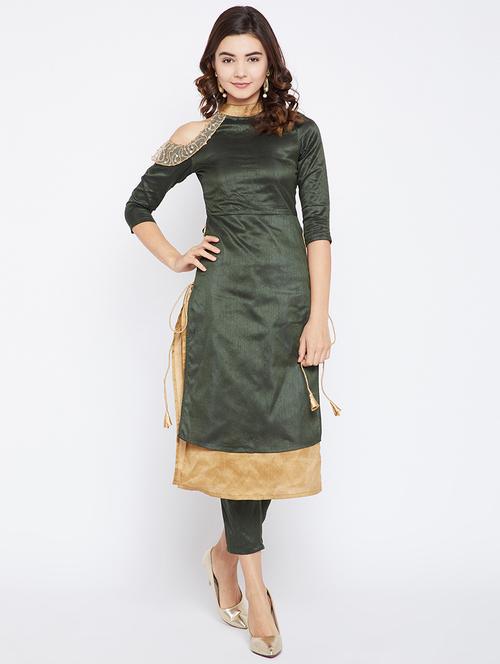 one shoulder down layered kurta - 15738764 - Very Small Image - 1